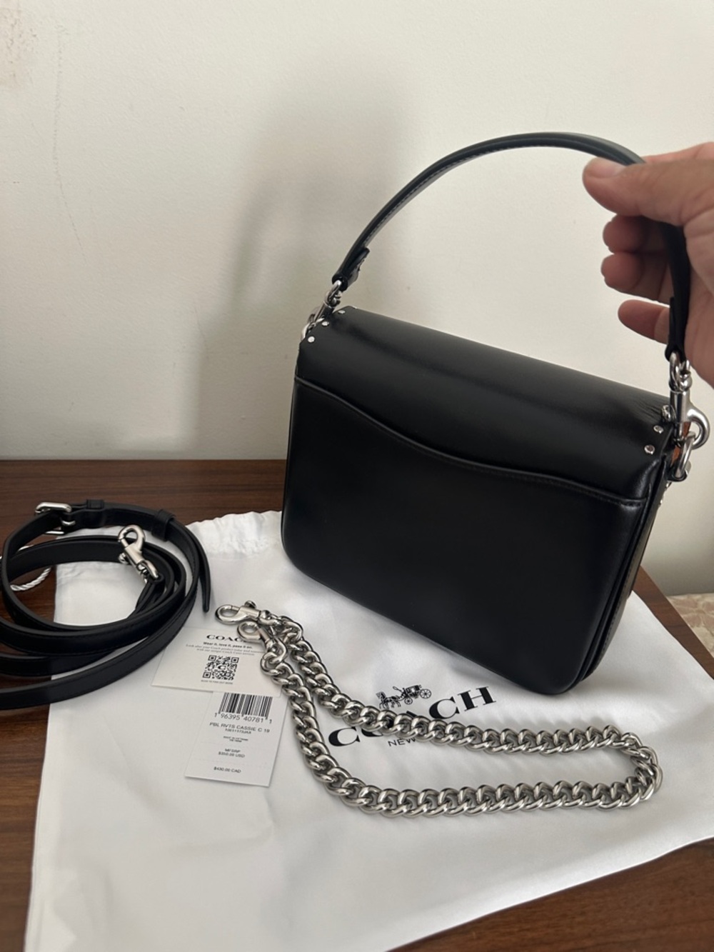 Coach Cassie, 19 Black Leather Studded Turnlock Crossbody Bag 🔥 - Picture 4 of 8